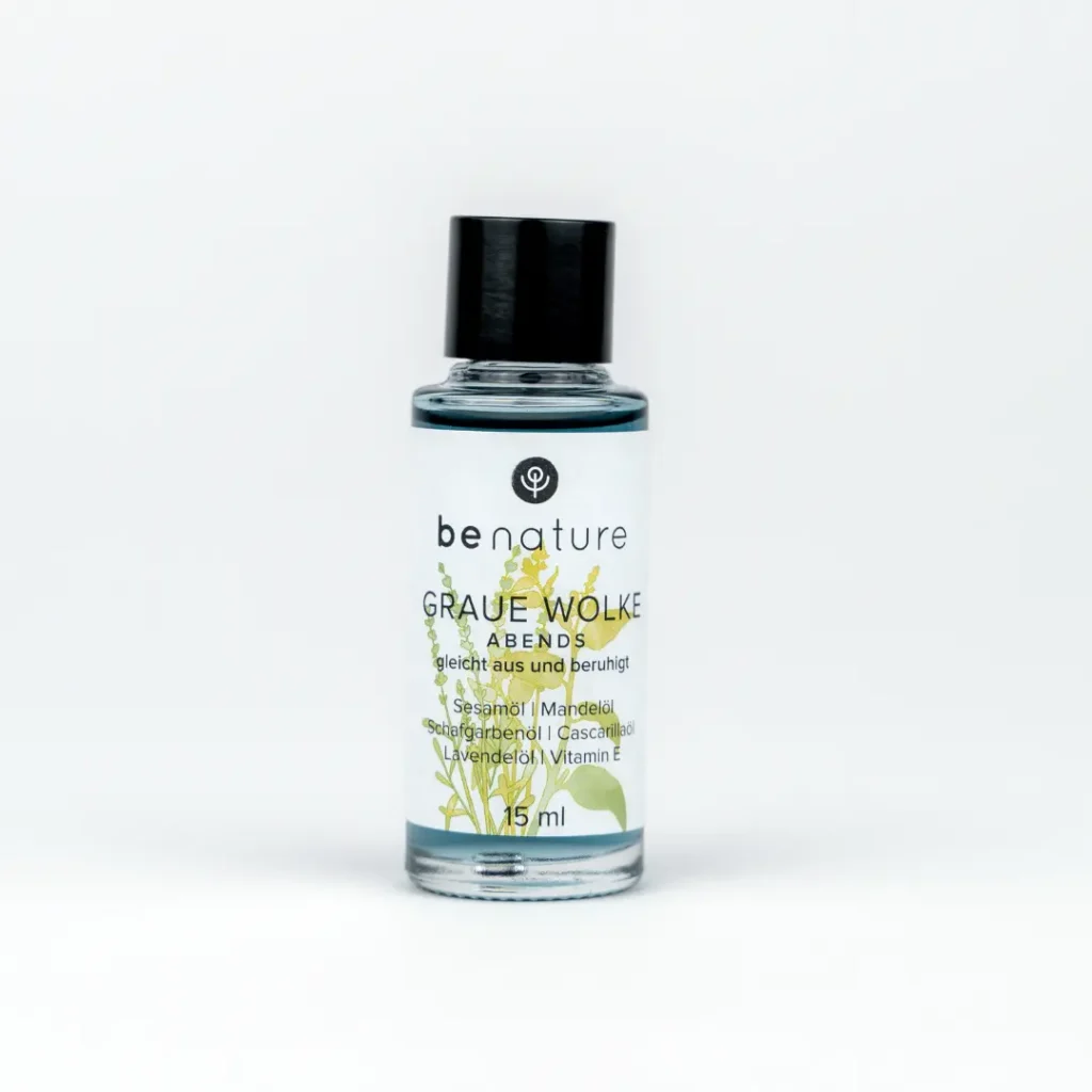 benature Naturkosmetik für mehr Wohlbefinden: Bio Hautöl Graue Wolke abends bei innerer Unruhe